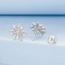 925 Sterling Silver Earrings with Pavé Set CZ in White Gold Finish, 1.1*1.0cm