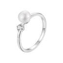 925 Sterling Silver Moissanite & Freshwater Pearl Ring 3mm Size 6 for Women