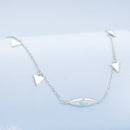 925 Sterling Silver Opal Pendant Necklace for Women - 40+5cm Adjustable Length