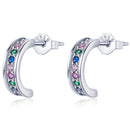 925 Sterling Silver Earrings with Pavé Setting CZ, 1.1*0.3 cm