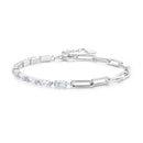 925 Sterling Silver Pavé Setting CZ Bracelet with Platinum Plating, Adjustable 14.5+3cm, for Women