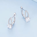 925 Sterling Silver Earrings with CZ Pavé Setting, 1.4*0.62cm for Women
