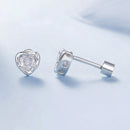 925 Sterling Silver Earrings with Plated White Gold & Pavé Setting CZ, 0.5cm for Women
