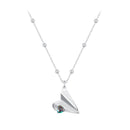 925 Sterling Silver Necklace with Transparent Glass, 18x15mm Pendant for Women