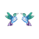 925 Sterling Silver White Gold Plated Earrings with Enamel and CZ - 10*8mm