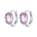 925 Sterling Silver Earrings with Transparent Glass, 12x7mm, for Women