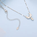 925 Sterling Silver White Gold Plated Synthetic Opal 40+5cm Necklace for Women