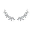 925 Sterling Silver White Gold Plated CZ Earrings 0.5*1.8cm for Women
