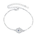 925 Sterling Silver + White Gold Plated 15cm Adjustable Bracelet with CZ and Synthetic Spinel for Women