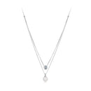 925 Sterling Silver Moissanite & Quality Shell Pearl Necklace for Women - 40+5cm, White Gold Plated