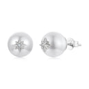 925 Sterling Silver Earrings with CZ and Synthetic Pearl for Women