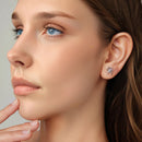 925 Sterling Silver Earrings with Pavé Setting CZ, 1.1 x 1.0 cm, Oxidized Finish for Women