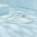 925 Sterling Silver White Gold Plated Shell Pearl Bracelet 16+6cm for Women
