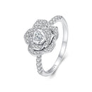 925 Sterling Silver Pavé Set CZ Platinum Plated Ring Size 6 for Women
