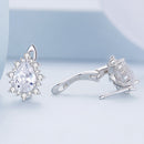925 Sterling Silver Platinum Plated CZ Pavé Setting Earrings
