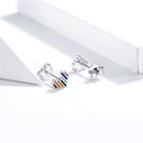 925 Sterling Silver Plated Platinum Earrings 0.5x0.6cm