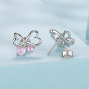 925 Sterling Silver Earrings with Pavé Setting CZ and Transparent Glass for Women