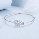 925 Sterling Silver Bracelet with CZ, 17mm, White Gold Plated, For Women