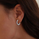 925 Sterling Silver Earrings Size 14*1.5mm Plated Platinum for Women