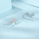 925 Sterling Silver Earrings with Pavé Setting and White Gold Plating for Women