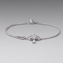 925 Sterling Silver Adjustable Chain Bracelet with White Gold Plating and CZ for Women