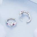 925 Sterling Silver Earrings with Pavé Setting CZ in White Gold, 1.2*0.6cm for Women