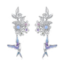925 Sterling Silver Earrings with Nano Opal Stone and White Gold Plating