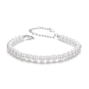 925 Sterling Silver Adjustable White Gold Plated Bracelet with Synthetic Pearl for Women