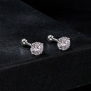 925 Sterling Silver 5mm Moissanite Earrings with White Gold Plating for Women