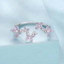 925 Sterling Silver White Gold Plated Ring with Enamel and CZ for Women