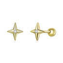 925 Sterling Silver Pavé CZ Gold Plated Earrings