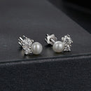 925 Sterling Silver 0.1 Carat Moissanite and Pearl Earrings for Women
