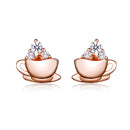 925 Sterling Silver Rose Gold Plated Pavé CZ Earrings for Women