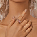 925 Sterling Silver Ring with Pavé Setting CZ, White Gold Plated, 1.7mm Width, for Women