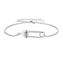 925 Sterling Silver Bracelet with CZ Pendant - 160mm Length and 8x26mm Pendant Size for Women