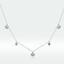 925 Sterling Silver Adjustable Necklace with Scallop Design and Pavé Setting CZ