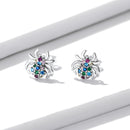 925 Sterling Silver Earrings with Pavé Setting CZ, Oxidized Silver, 0.7*0.8 cm for Women