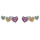 925 Sterling Silver Earrings with Pavé Setting and Plated Platinum, Size: 0.5*1.3cm, Women
