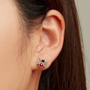 925 Sterling Silver Earrings with Pavé Setting CZ and Transparent Glass