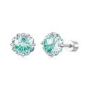925 Sterling Silver White Gold Plated Transparent Glass 0.8x1.0cm Earrings for Women