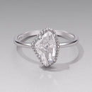 925 Sterling Silver Ring with Transparent Glass and CZ, 0.15cm Width, for Women
