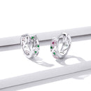 925 Sterling Silver Earrings with Pavé Setting CZ, 1.2*0.5cm, for Women