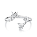 925 Sterling Silver Plated White Gold 0.7cm Flower Ring