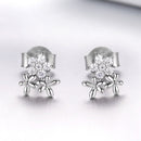 925 Sterling Silver Earrings with CZ in Pavé Setting, 0.6*0.7cm for Women