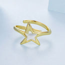 925 Sterling Silver Plated Gold 1.40cm Star Ring