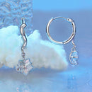 925 Sterling Silver Earrings with Transparent Glass and White Gold Plating for Women