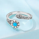 925 Sterling Silver Oxidized Synthetic Turquoise Ring 0.23-0.8cm Women