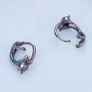 925 Sterling Silver Enamel Black Gold Earrings for Women