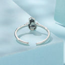 925 Sterling Silver Hamsa Hand Ring with Synthetic Spinel for Women