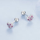 925 Sterling Silver Earrings with Pavé Setting CZ in White Gold for Women